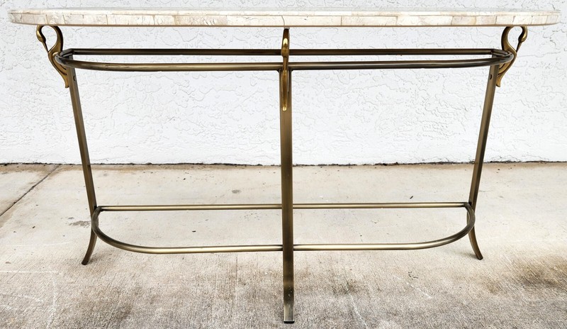Regency Console Table Brass Swans Inlaid Onyx gallery