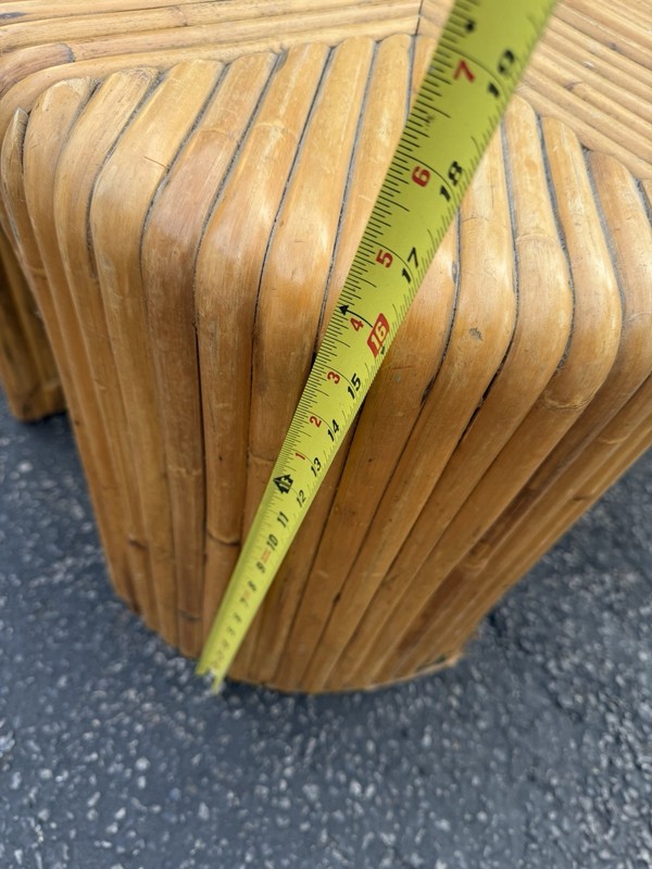 1970s Vintage Split Bamboo Coffee Table with Waterfall Edge gallery