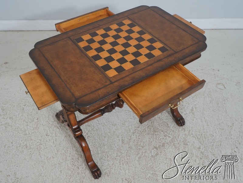 L72141: Leather Wrapped Inlaid Mahogany Games Table gallery