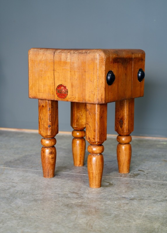 2 Antique Butcher Block Tables Kitchen Island counter Stand Maple Vintage gallery