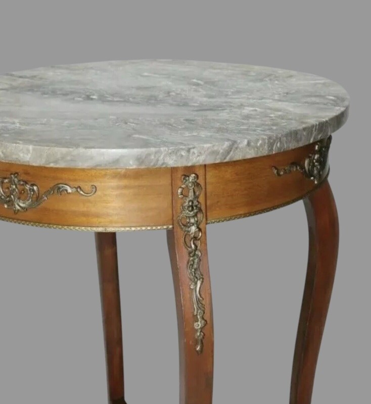 Antique Victorian Marble Top Parlor Table Stand With Bronze Ormolu Decoration gallery