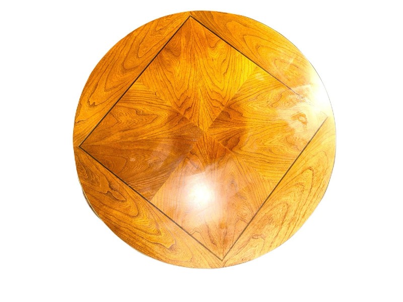 Rare Baker Furniture Mid-Century Round Wood Starburst & Burl table 25” 50’s