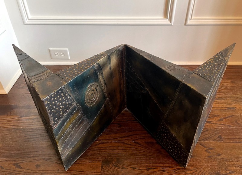 Sculpted Steel Zigzag Coffee Table Base by Paul Evans for Directional gallery