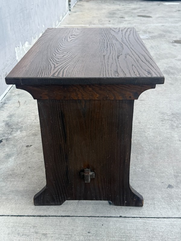 EARLY L & JG STICKLEY ATTRIBUTED ARTS AND CRAFTS CHESTNUT TRESTLE TABLE gallery