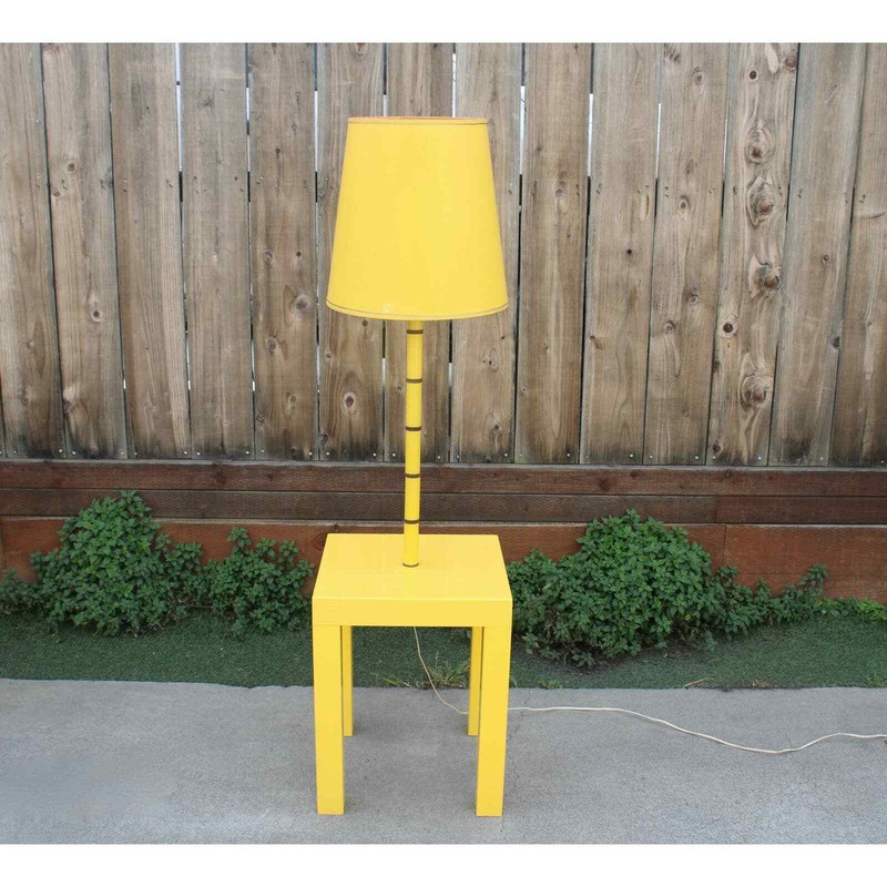 Mid Century Yellow End Table Side Table Floor Lamp Floor Light