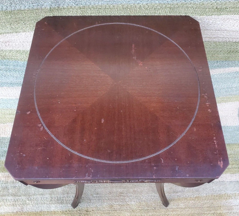 Early Antique Zangerle & Peterson Two-Tier Side occasional Table Brass Accents gallery