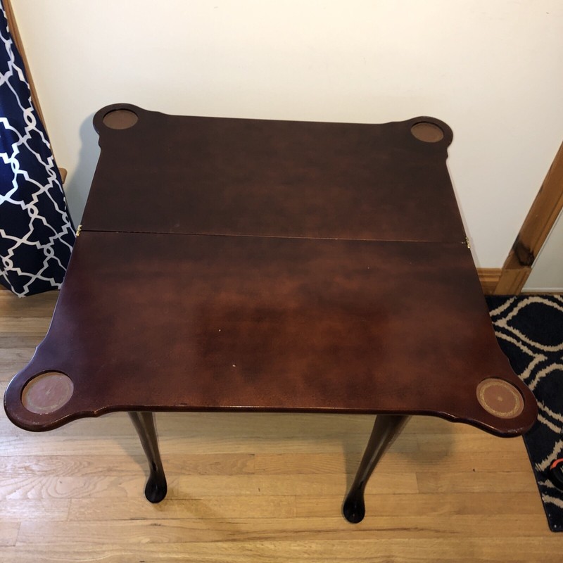 Bombay Company Queen Anne Mahogany Wood Game Card Fold Over Out Console Table gallery