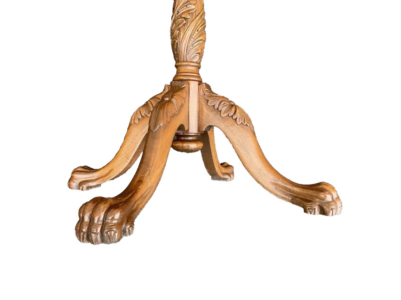 65053 Solid Mahogany Custom Hand Carved Tilt Top Lamp Table Stand gallery