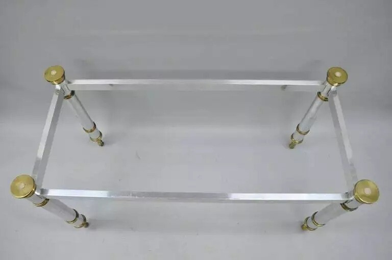 Vintage Maison Jansen Style Hollywood Regency Chrome & Brass Console Table Base gallery