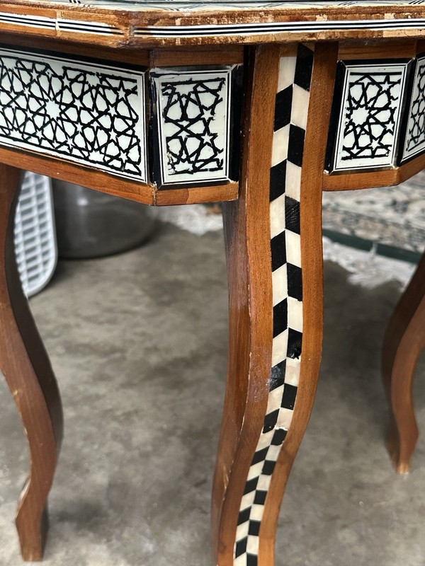 Moorish Mother of Pearl Inlaid Octagonal Side Table Moroccan Syrian Style gallery