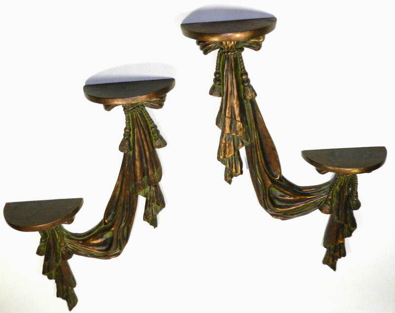 Hollywood Regency Wall Sconce Pair Large gallery