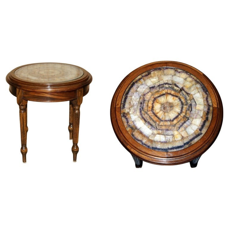 IMPORTANT EXQUISITE ANTIQUE VICTORIAN BLUE JOHN PLATEAUS SIDE END TABLE
