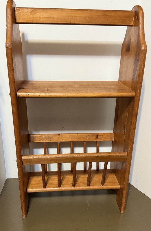 Vintage Rustic Solid Wood Side Telephone Table with Magazine Rack Shelf & Handle gallery