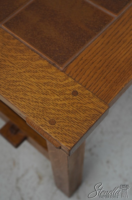72355: STICKLEY Mission Oak Tile Top Coffee Cocktail Table gallery