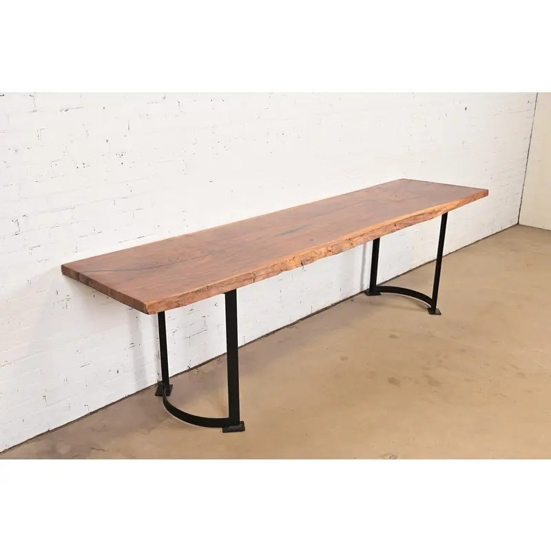 Nakashima Style Modern Studio Crafted Monumental Solid Walnut Slab Console Table