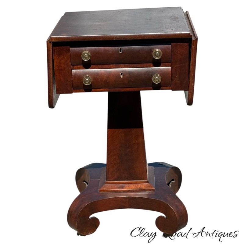 Antique empire table flame mahogany night stand classical pedestal end