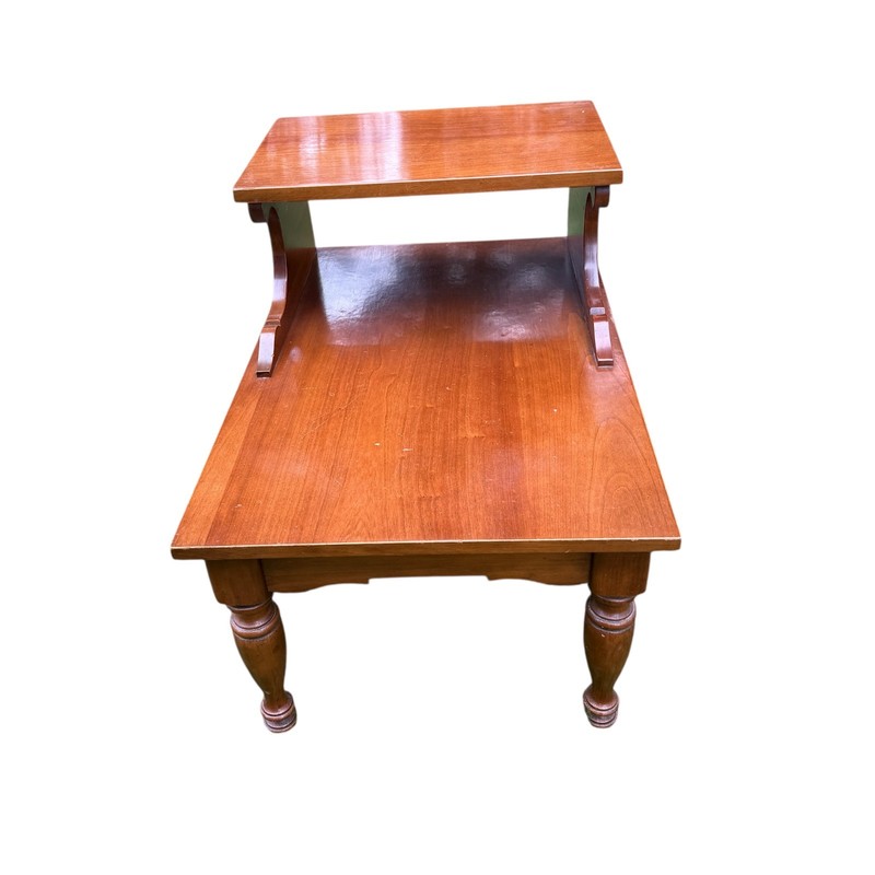 Vintage Brandt Solid Oak Ranch Oak Step End Table Coffee Table