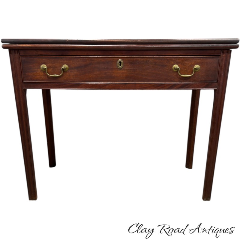 Antique PA chippendale 18th mahogany hall console card game table stand 1780