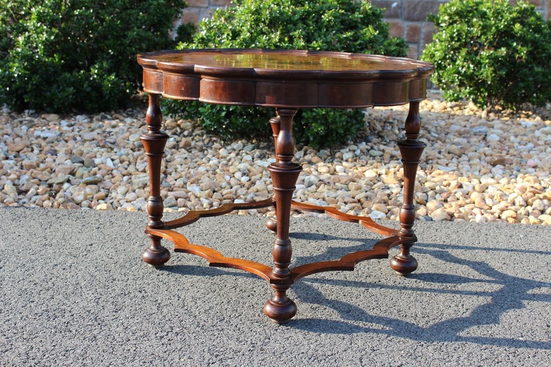 Antique Mahogany Scalloped Table With Inlaid Top gallery