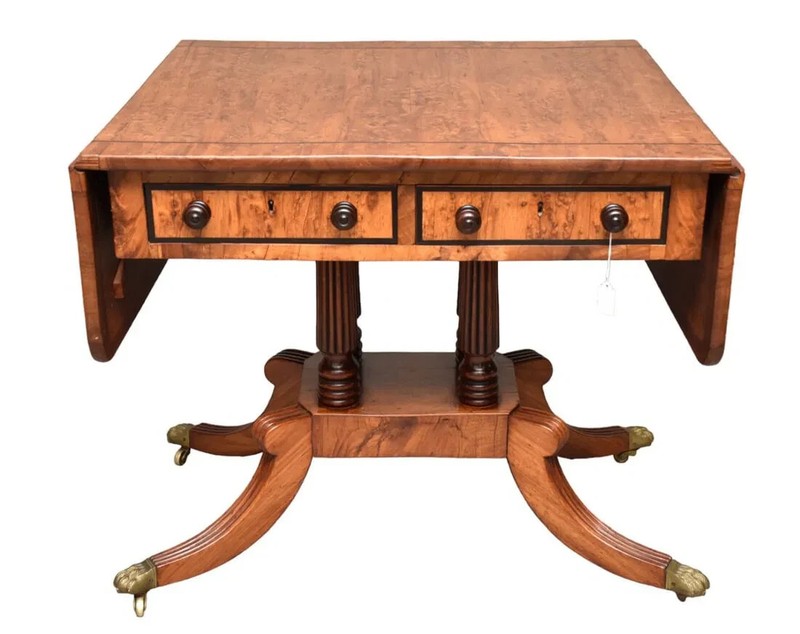 English Antique Gillows-made Regency Pollard Oak Sofa Table