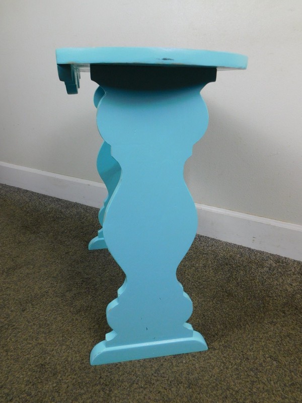 1930s Deco Small Console Table Painted Wood Hallway Stand Antique Trestle 26" W gallery