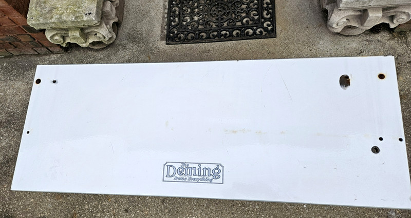VINTAGE INDUSTRIAL TABLE PORCELAIN ENAMEL TOP DEMING MFG IRONING CO CLEVELAND OH gallery