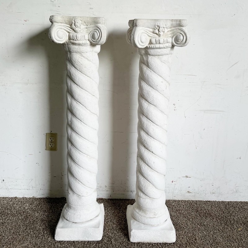 Regency White Plaster Columns Pedestals - a Pair gallery