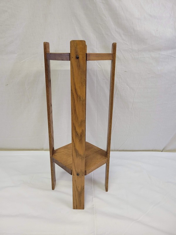 Vintage Arts & Crafts Mission Style Oak Pedestal Plant Stand Fern Table 14″ Tall