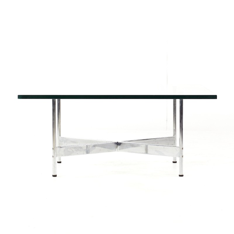 Laverne International Mid Century Chrome and Glass Coffee Table gallery