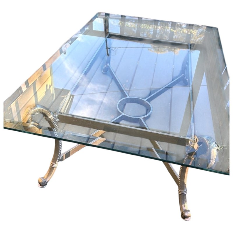 Stunning Steel & Brass Coffee Table, masterfully crafted in the Manner of Jansen gallery