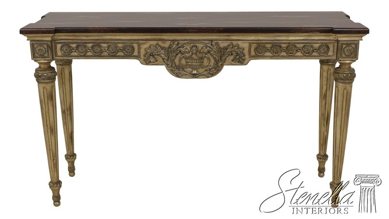 L58333: Regency Style Silver Gilt Faux Marble Top Console Table