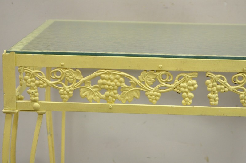Vintage Art Nouveau Cast Aluminum Yellow Grapevine Garden Patio Side Table gallery