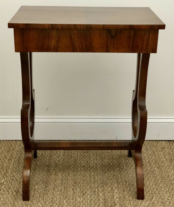 Antique Early 19th c. Austrian Beidermeier Sewing / Work Table w/ Walnut Veneers gallery