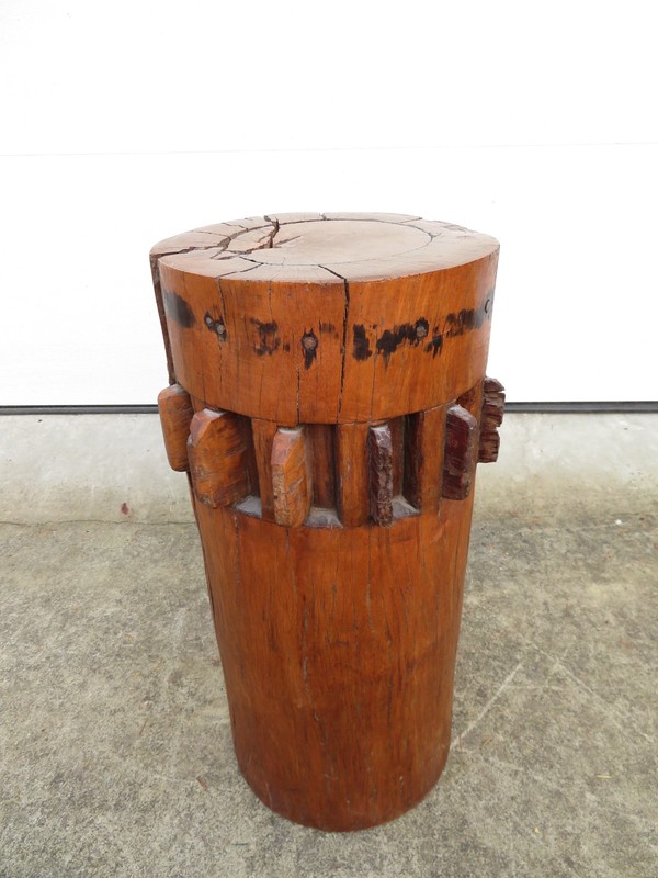 ANTIQUE 19th c SUGAR CANE MILL PRESS Pedestal SIDE TABLE PLANT STAND Solid Wood gallery