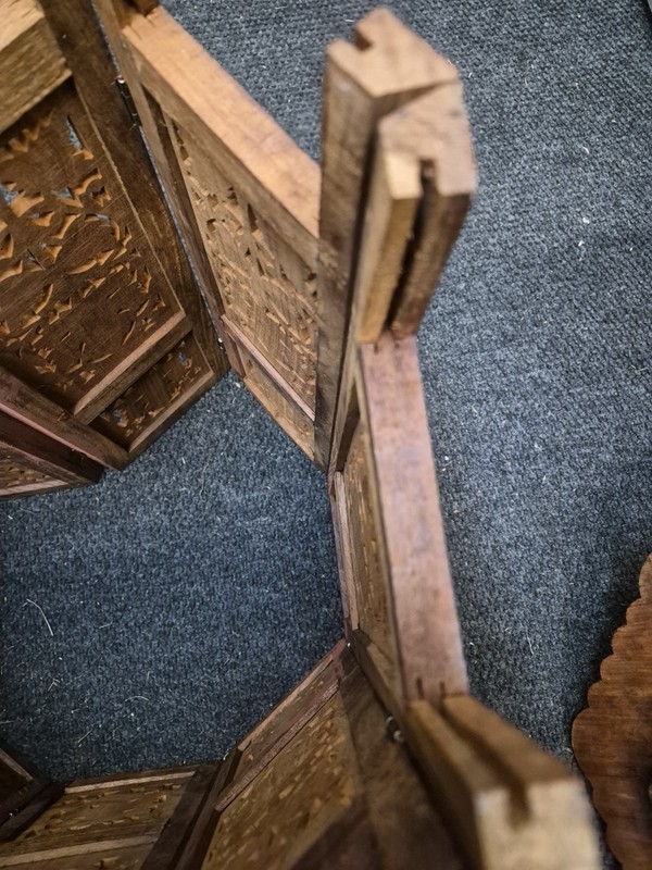 Vintage Indian Hand Carved Octagonal Side Table 19"H×19"W Go gallery