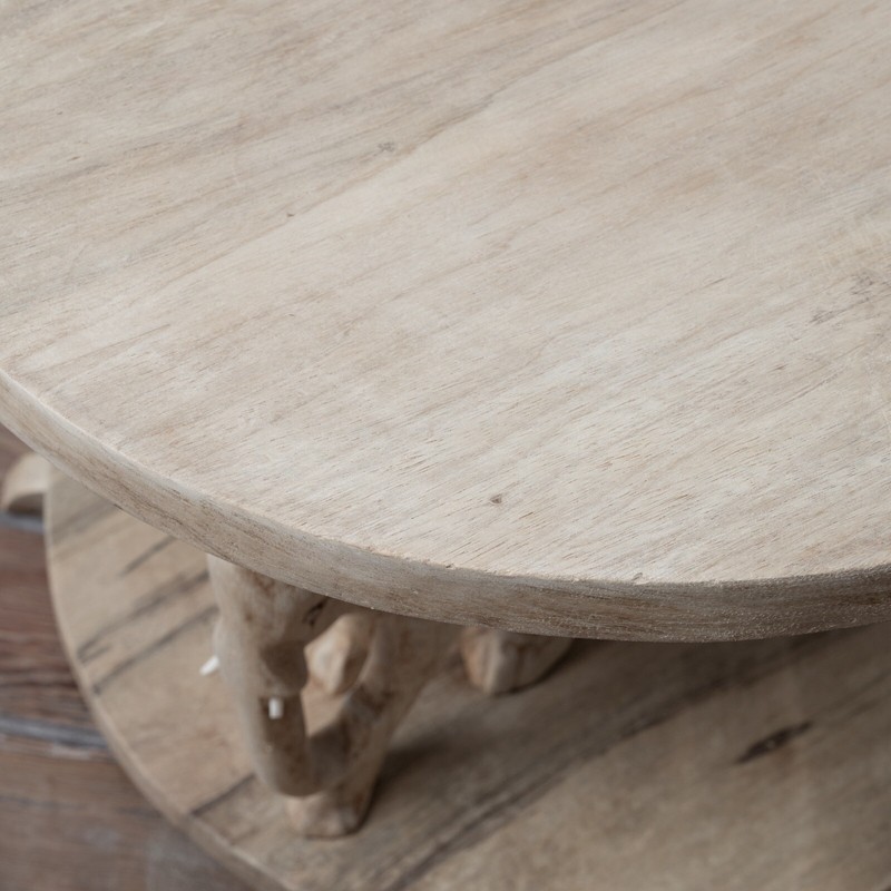 Bleached Ashanti Carved Elephant Coffee Table, 1960s gallery