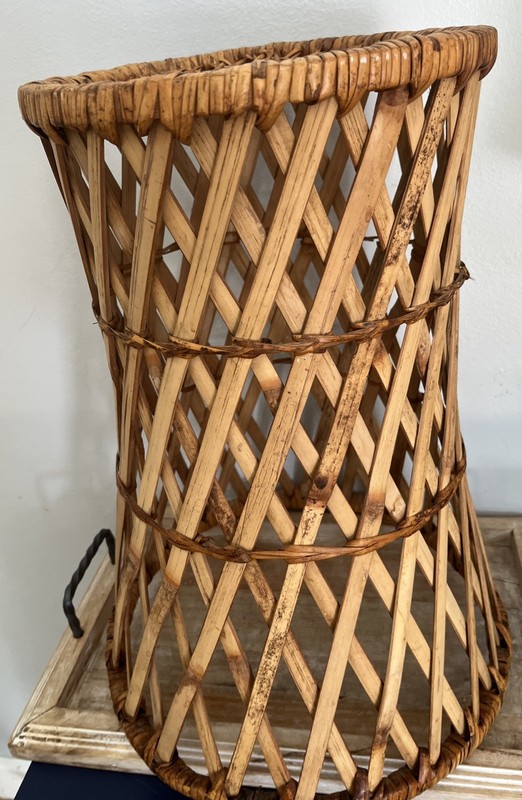 Vintage 1970s Wicker/Rattan Plant Stand Side Table Boho Chic
