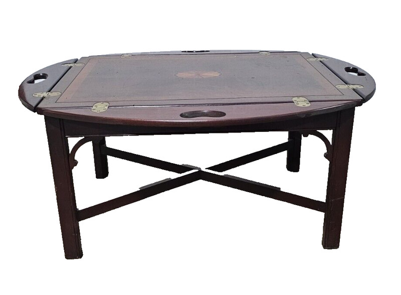 Hekman Butler Table Mahogany Coffee Table w/ Sunburst Inlay in the Federal Style