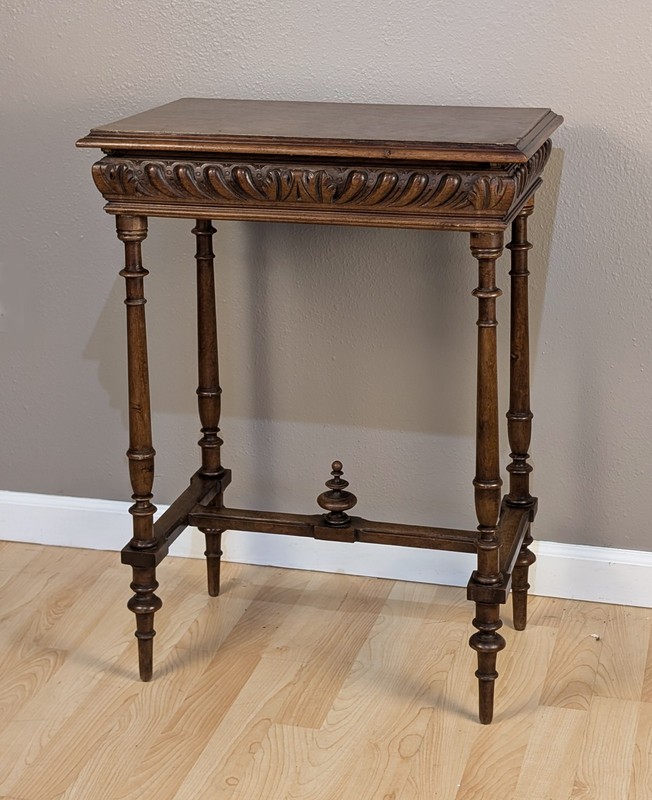 Antique French Oak Wood End/Lamp Table/Nightstand with Lift Top gallery
