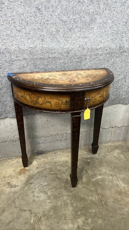 Vintage Decorative Hand-Painted Half-moon Table