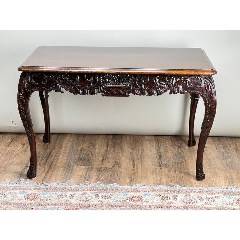 Antique Irish Carved Mahogany Tea Table c. Late 19th Century gallery