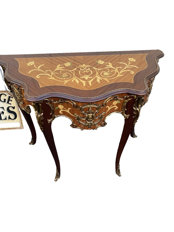 66142 Louis XV inlaid Console Table w/ Bronze ormalu gallery