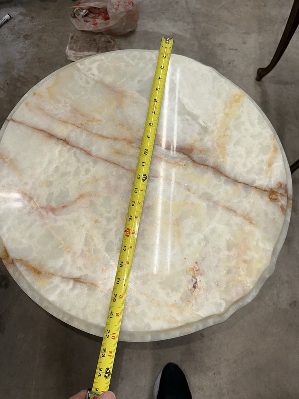 Antique French Coffee Side Table With Italian Onyx On Top gallery