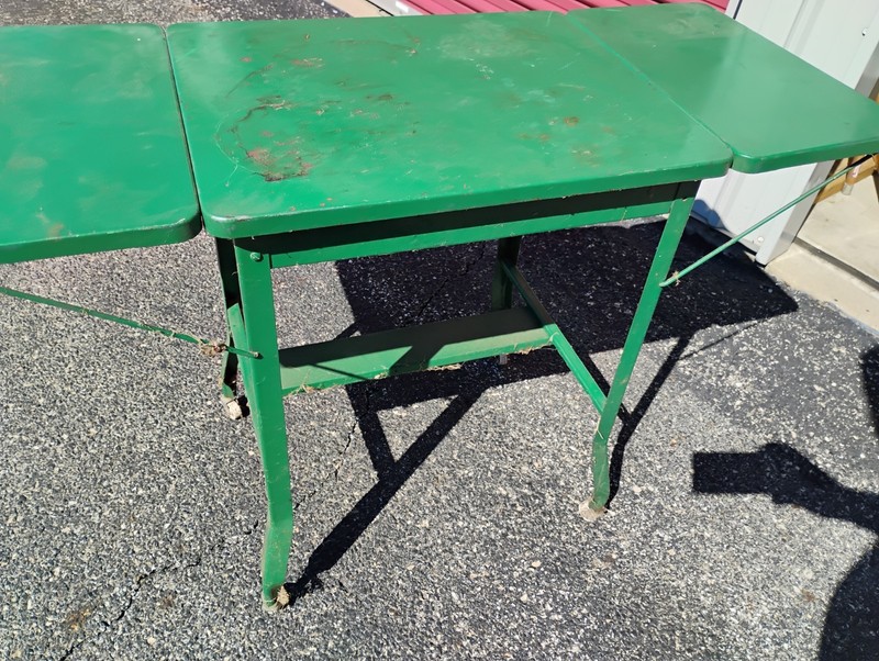 Metal Rolling Typewriter Table Cart Drop Leaf Plant Stand Desk Rare Green gallery