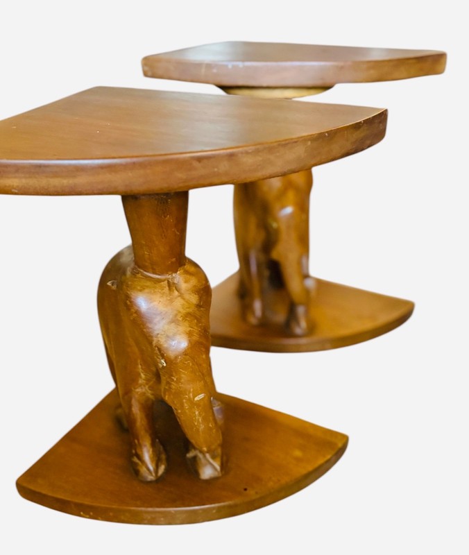 ELEPHANT Side TABLES/Plant Stand, Hand-carved solid wood, 2, no tusks