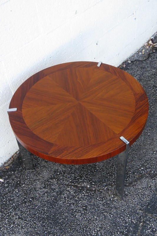 Lane Mid Century Modern Round Side End Lamp Small Coffee Table Chrome Legs 4921 gallery