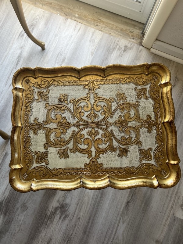 Vintage FLORENTINE Hollywood Regency ITALIAN Gold Gilt NESTING Stacking TABLES gallery