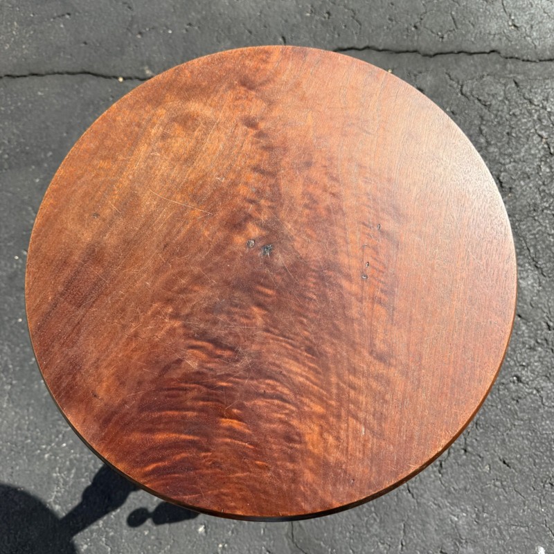 Antique Victorian Curly Maple Ornate Small Gypsy Parlor Table Round Spindle Gall gallery