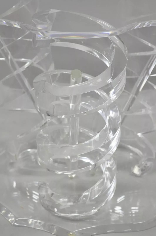 Vintage Mid Century Modern Lucite Spiral Coil Curly Cue Side Table Coffee Table gallery