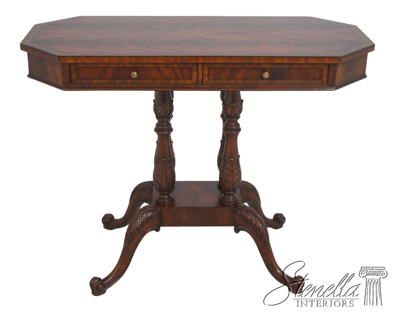 L71798: MAITLAND SMITH 2 Drawer Carved Mahogany Foyer Table